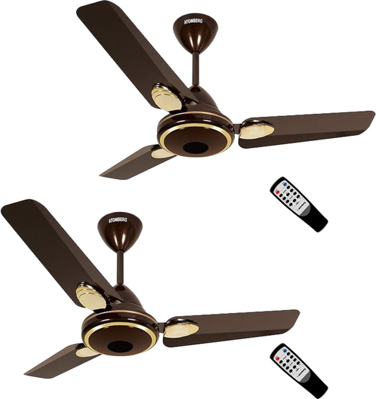 Atomberg Efficio+ 5 Star 900 Mm 3 Blade Ceiling Fan(Bldc Motor With Remote | Earth Brown | Pack Of 2)