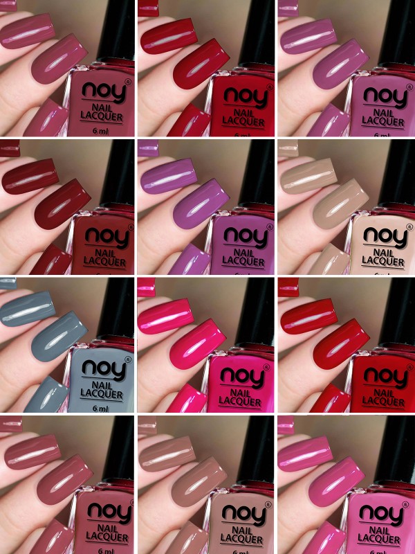 Noy Quick Dry Long Lasting Nail Polish Combo Offer No-06 Violet,Brown,Nude,Light Grey,Pink,Dark Wine,Nude,Orange,Pink,Red,Carrot Pink,Maroon(Pack Of 12)