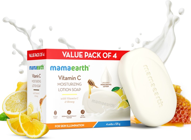 Mamaearth Vitamin C Moisturizing Lotion Soap With Vitamin C & Honey For Skin Illumination(4 X 125 G)