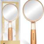 Majestique Handle Mirror For Makeup – Gold Finesse 8 Inch For Travel For Men And Women