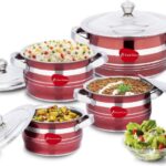 Klassi Kichen By Mahavir Handi With Lid Glossy Finish Induction Bottom Cookware Set(Stainless Steel, 4 – Piece)