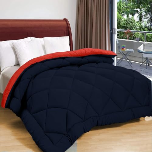 Status Contract Reversible Solid Comforter Double Bed Blanket For Winter//Double/Gsm- 220/Size -220 X 215 Cm(Dark Blue-Red)