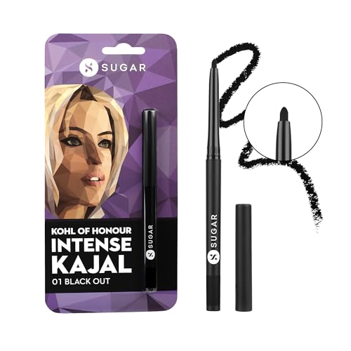 Sugar Cosmetics Kohl Of Honour Intense Kajal | Upto 12 Hrs | Long Lasting, Smudge Proof & Waterproof Kajal | Matte Finish | Twist Up Kajal Pencil | Paraben Free | 01 Black Out