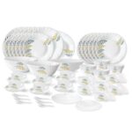 Larah By Borosil Niva Fluted Series Opalware Dinner Set | 66 Pieces For Family Of 6 | Microwave & Dishwasher Safe | Bone-Ash Free | Crockery Set For Dining & Gifting | Plates & Bowls | White