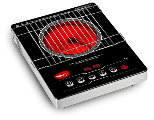 Pigeon By Stovekraft Infrared Cook & Grill 2000 Watts Induction Stove, Black | Universal Cookware Compatibility | Advanced Timer Control | Auto Shut – Off | Tandoor Grill | 2 Yr Warranty