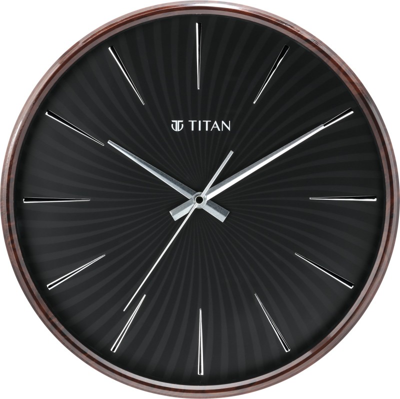 Titan Analog 32.5 Cm X 32.5 Cm Wall Clock(Brown, With Glass, Standard)