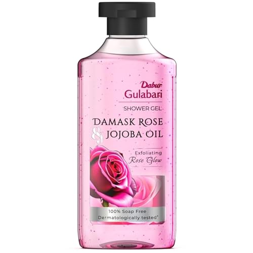 Dabur Gulabari Shower Gel-Damask Rose & Jojoba Oil-250Ml|Rose Extract Beads For Exfoliation|Damask Rose Fragrance|No Parabens & Silicones|99% Pure Glycerine|100% Soap Free Body Wash