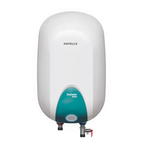 Havells Instanio Prime 25 Litre Storage Water Heater | Color Changing Led Ring Indicator, Feroglas Coated Tank | Warra: 5 Year On Tank, Protective Anode Rod, Heavy Duty Heating Element | (White Blue)