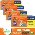 Whisper Choice Ultra Xl, Upto 100% Stain Protection All Day Sanitary Pad(Pack Of 80)