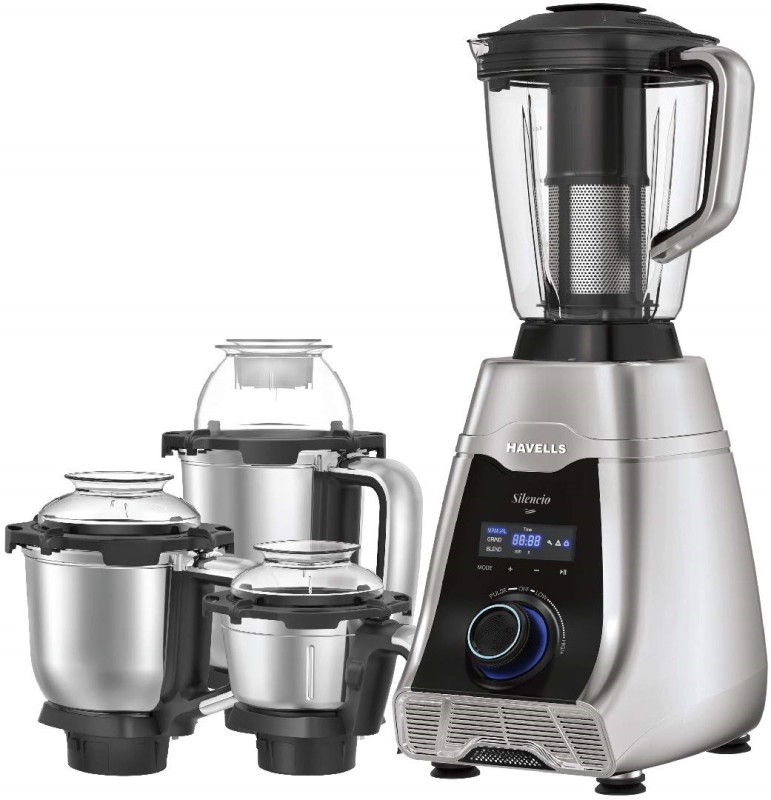 Havells Silencio Low Noise 500 W Mixer Grinder 4 Jars (Grey & Black)(Silencio | 4 Jars | Grey, Black)