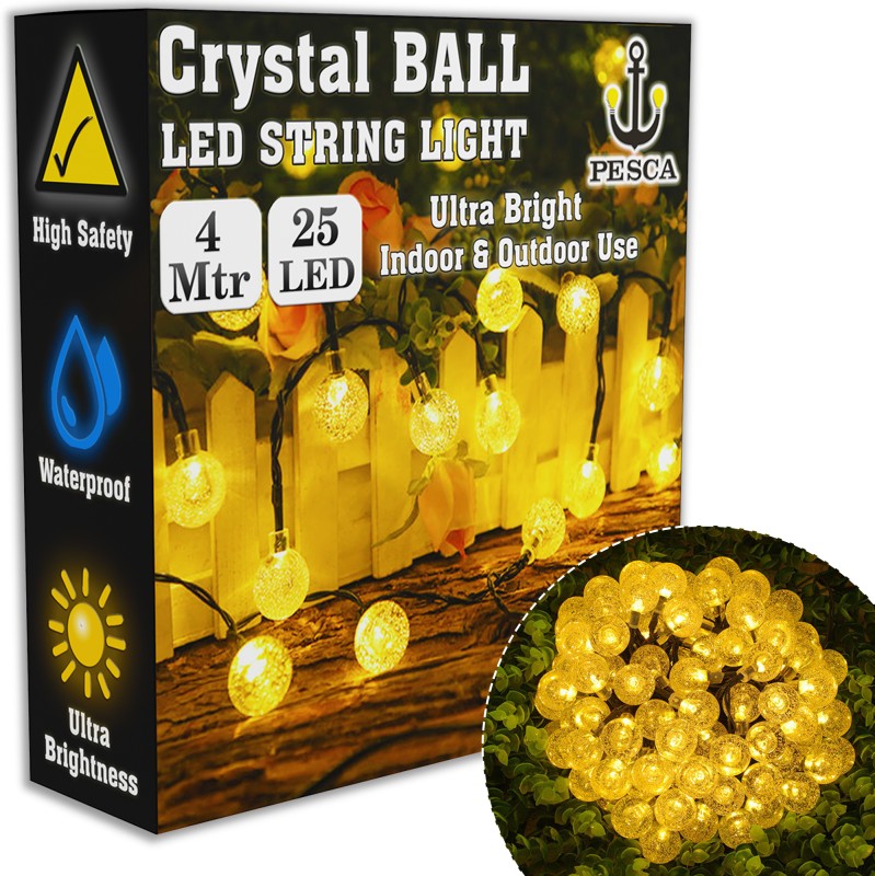 Pesca 25 Leds 3.99 M Yellow Steady Ball Rice Lights(Pack Of 1)