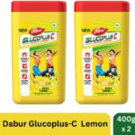 Dabur Glucoplus-C Instant Energy Glucose Juicy & Tasty (Lemon Powder) Energy Drink(2X400 G, Lemon Flavored)