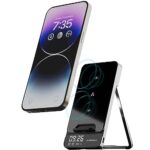 Ambrane 15W Wireless Charger With Stand | Fast Charging Pad With Digital Display & Alarm For Iphone 14/13/12, Galaxy S23/S22/S21, Airpods With Attached Cable, Phone Holder (Powerpod Pro, Black)