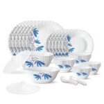 Larah By Borosil Twilight Silk Series Opalware Dinner Set | 35 Pieces For Family Of 6 | Microwave & Dishwasher Safe | Bone-Ash Free | Crockery Set For Dining & Gifting | Plates & Bowls | White