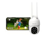 Philips Outdoor Weatherproof Wifi Cctv Camera For Home | Pan Tilt Zoom, Color Night Vision, 2-Way Talk, Aes-128Bit Encryption| Hsp3800