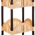 Amazon Brand – Solimo Four-Tier Multipurpose Plastic Rack For Kitchen, Living Room, Bathroom (Convex, Beige And Brown)