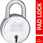 Link 50Mm New Round | Steel Body | Iron Lever | Made In India Padlock(Silver)