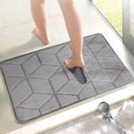 Status Contract Anti Slip Mat For Bathroom Floor | 16″X24″ Memory Foam Bathroom Mats | Bathroom Mat Water Absorbing | Bathroom Anti Skid Mats For Bathing Area & Shower |(Light Grey), Rectangular