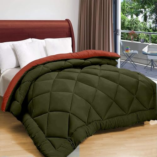 Status Contract Reversible Solid Comforter Double Bed Blanket For Winter//Double/Gsm- 220/Size -220 X 215 Cm (Bold Green-Maroon)