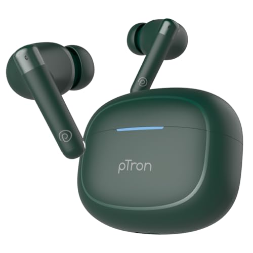 Ptron Bassbuds Duo Pro Tws In Ear Earbuds With 3D Audioscape,Trutalk Ai-Enc Calls,Thunder Bass,38H Playtime,50Ms Low Latency Movie/Music Modes,Bt 5.3&Ultra Hd Mic,Fast Type-C Charging&Ipx5(Green)