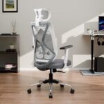 Green Soul Zodiac Lite | Office Chair|Flybird Ergonomic Design|1D Adjustable Armrests|Synchro Tilt Lock Mechanism|Adjustable Lumbar Support |Mesh Fabric |No Seat Slider (White & Grey)