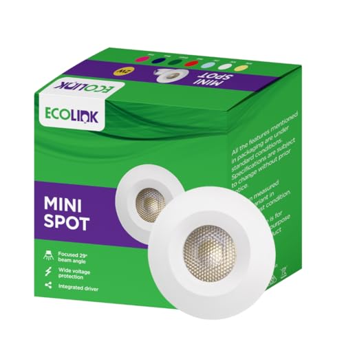 Ecolink 2W Led Spot Light | Mini Spot Light For Display & Home Decoration | Cut Out: 35Mm, Color: Natural White, Pack Of 1