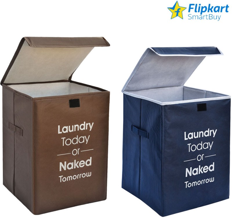 Flipkart Smartbuy 75 L Blue, Brown Laundry Basket(Non-Woven)