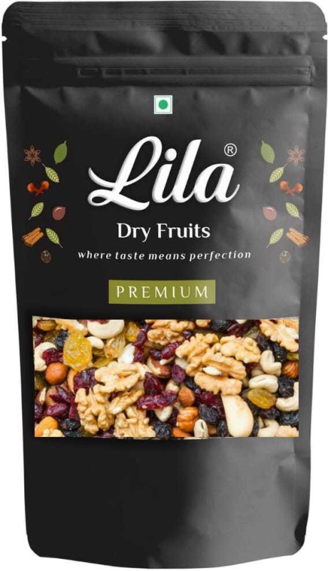 Lila Dry Fruits Trail Mix | Mixed Nuts & Berries | Mixture Of Cashew, Almonds, Walnuts, Blueberries, Cranberries, Golden Raisins, Black Raisins| Premium Quality| Healthy Snacking| 1Kg(1 Kg)