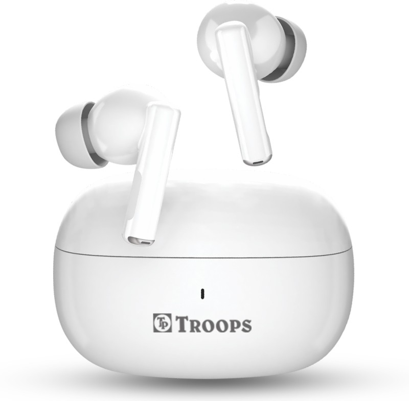 Tp Troops Truly Wireless Earbuds With 28Hr Playtime,Quad Mic With Enc,Low Latency, Bt V5.0 Bluetooth(White, True Wireless)