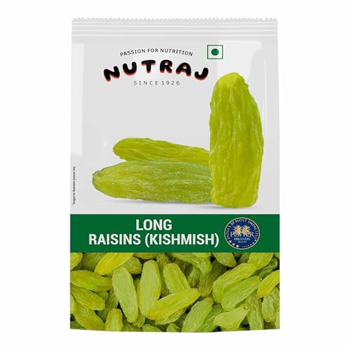 Nutraj Indian Raisins (Kishmish) 1 Kg (500G X 2) Pouch Dried Seedless | Super Long Raisins | Contains Dietary Fiber | Supports Weight Loss | Boosted Energy Level | Improves Blood Flow |