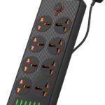 Portronics Power Plate 7 2500W With 6 + 8  Socket Extension Boards(Black, 3 M, With Usb Port)