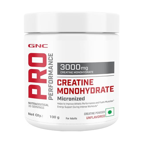 Gnc Pro Performance Pure Micronized Creatine Monohydrate | 100 Gm | 33 Serving | Instantized | Fuels Muscles | Increase Muscle Mass | Rapid Absorption | Lab Tested | Unflavoured | Boosts Athletic Performance | Imported