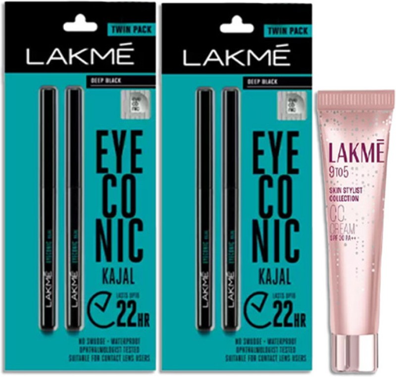 Lakmé 9 To 5 Complexion Care Face Cream Beige + Eyeconic Kajal Black – Twin Pack(2 Items In The Set)