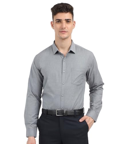 Scott International Shirt For Men, Solid Full Sleeves Shirt, Wrinkle Free Mens Shirts, Cotton Formal Shirts, Regular Fit Stylish Mens Shirt, Plain Formal Shirts For Men Grey