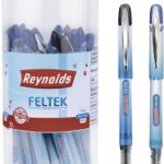 Reynolds Feltek Roller Ball Pen(Pack Of 12, Ink Color – Blue Black)