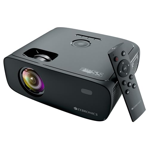 Zebronics Pixaplay 55, Smart Projector, 8000 Lumens, 4K Support, 150 Inch Screen Size, Quad Core Processor, Bluetooth, Hdmi, Usb, Wifi, Msd, Aux, 1080P Native, App Support, Miracast