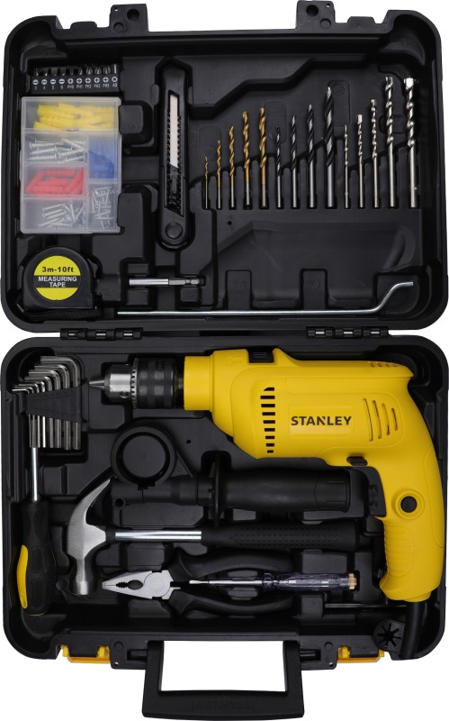 Stanley Sdh600Kp-In Diy 13 Mm Hammer Drill Machine And Power & Hand Tool Kit(120 Tools)