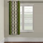 Cortina 1 Piece Damask Design Panel Eyelet Polyester Window Curtain – 5-Feet, Green