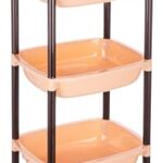 Amazon Brand – Solimo Five-Tier Multipurpose Plastic Rack For Kitchen, Living Room, Bathroom (Xl, Beige And Brown)