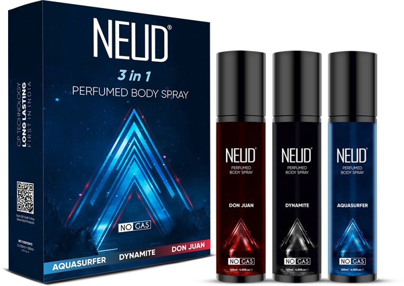 Neud 3-In-1 Perfumed Body Sprays Body Spray – For Men(360 Ml, Pack Of 3)