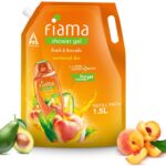 Fiama Body Wash Shower Gel Peach & Avocado Value Pouch, For Moisturized Skin(1.5 L)