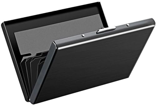 Storite 6 Slots Rfid Protected Metal Credit Card Holder Wallet For Men & Women(Shiny Black,9.5 X 6.5 X 1.3 Cm)