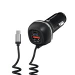 Portronics 71W Car Power 1C Triple Output Fast Car Charger With 33W Type-C Cable, 20W Type-C Pd, 18W Usb Port, Fast Charging Adapter Compatible With Cars For Iphone & Android Smartphone (Black)