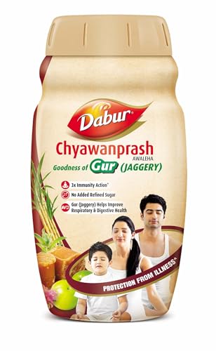 Dabur Chyawanprash Awaleha – 1.5Kg | With Goodness Of Gur (Jaggery)| 3X Immunity Action | No Added Sugar | Helps Improve Digestive & Respiratory Health | With Goodness Of 40+ Ayurvedic Herbs