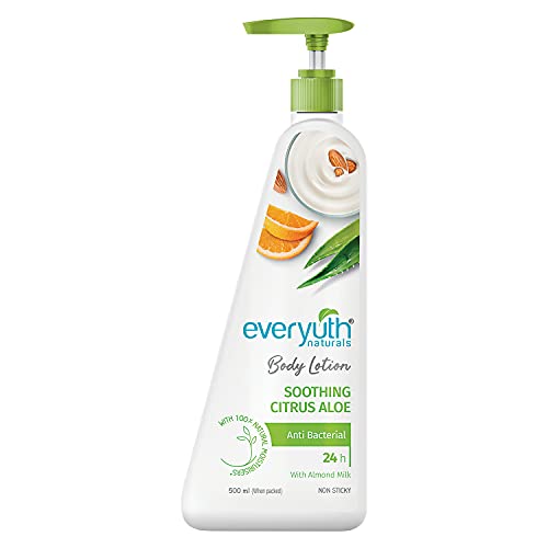 Everyuth Naturals Body Lotion Citrus Aloe|Instant Hydration|Refreshing & Soothing|24 Hr Moisturization|Non-Sticky & Moisturizing|For Men & Women|100% Natural Almond Milk – 500Ml