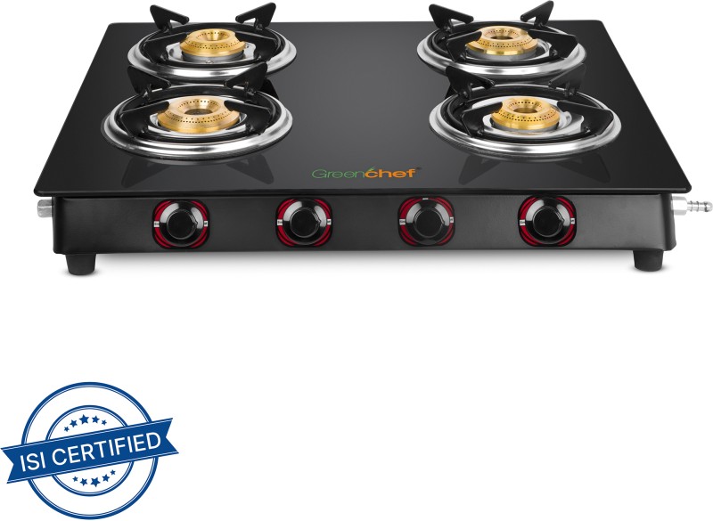 Greenchef Ebony Glass Manual Gas Stove(4 Burners)