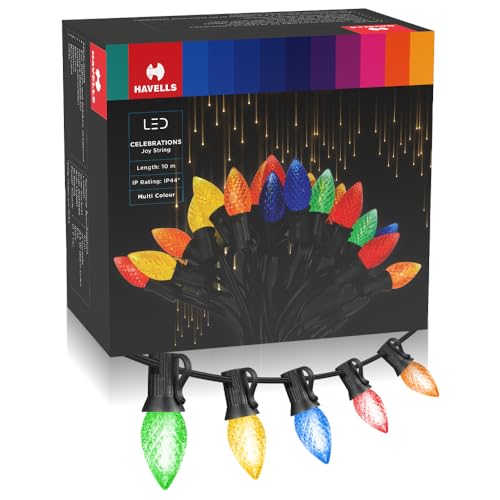 Havells Celebrations Joy String Light For Indoor & Outdoor Festival Decoration (10 Metre,33 Feet, 21 Bulbs & 3 Spare Bulbs)