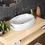 Lifelong Wash Basin For Bathroom – Tabletop Washbasin – Ceramic Glossy Oval Countertop Vessel Sink Ideal For Bathroom, Dining Hall & Vanity 61X38X13 Cm (White, Llhipb06)