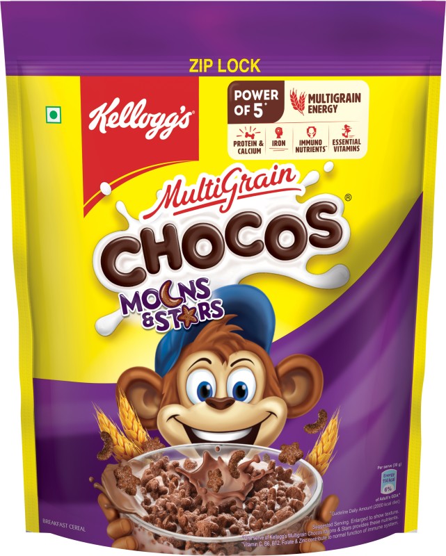 Kellogg’S Multigrain Chocos Moons & Stars | High Calcium, Protein, Fibre | Kids Breakfast Pouch(1200 G)