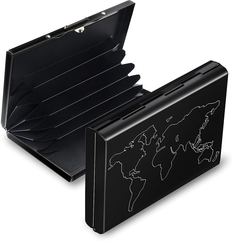 Storite Men & Women Casual, Formal, Travel, Trendy Black Aluminium Card Holder(6 Card Slots)